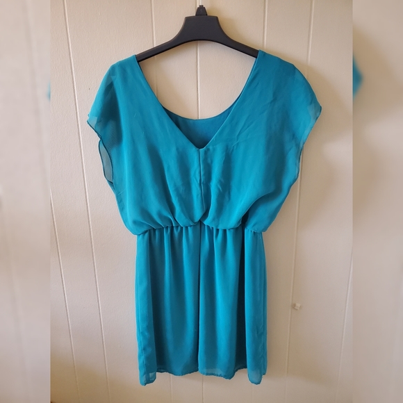 Teal City Triangles Dress and Necklace Set - Picture 3 of 7